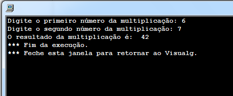 resultado do algoritmo de multiplicação